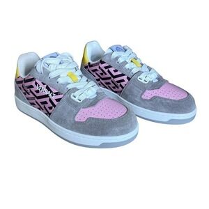 Versace Medusa Pink/Gray Leather Women's Sneaker Shoe, 1014316, Euro 37.5